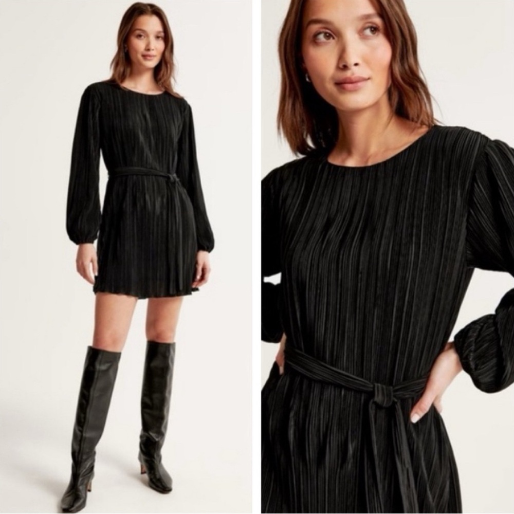 Abercrombie & Fitch Satin Plisse Easy Mini Dress